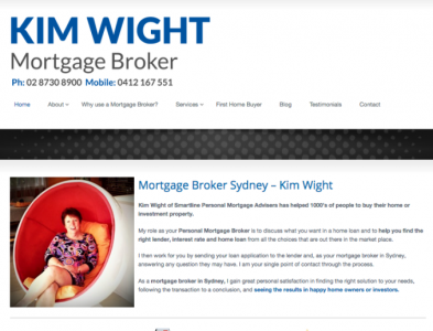Website creation – Kim Wight Mortgage Broker